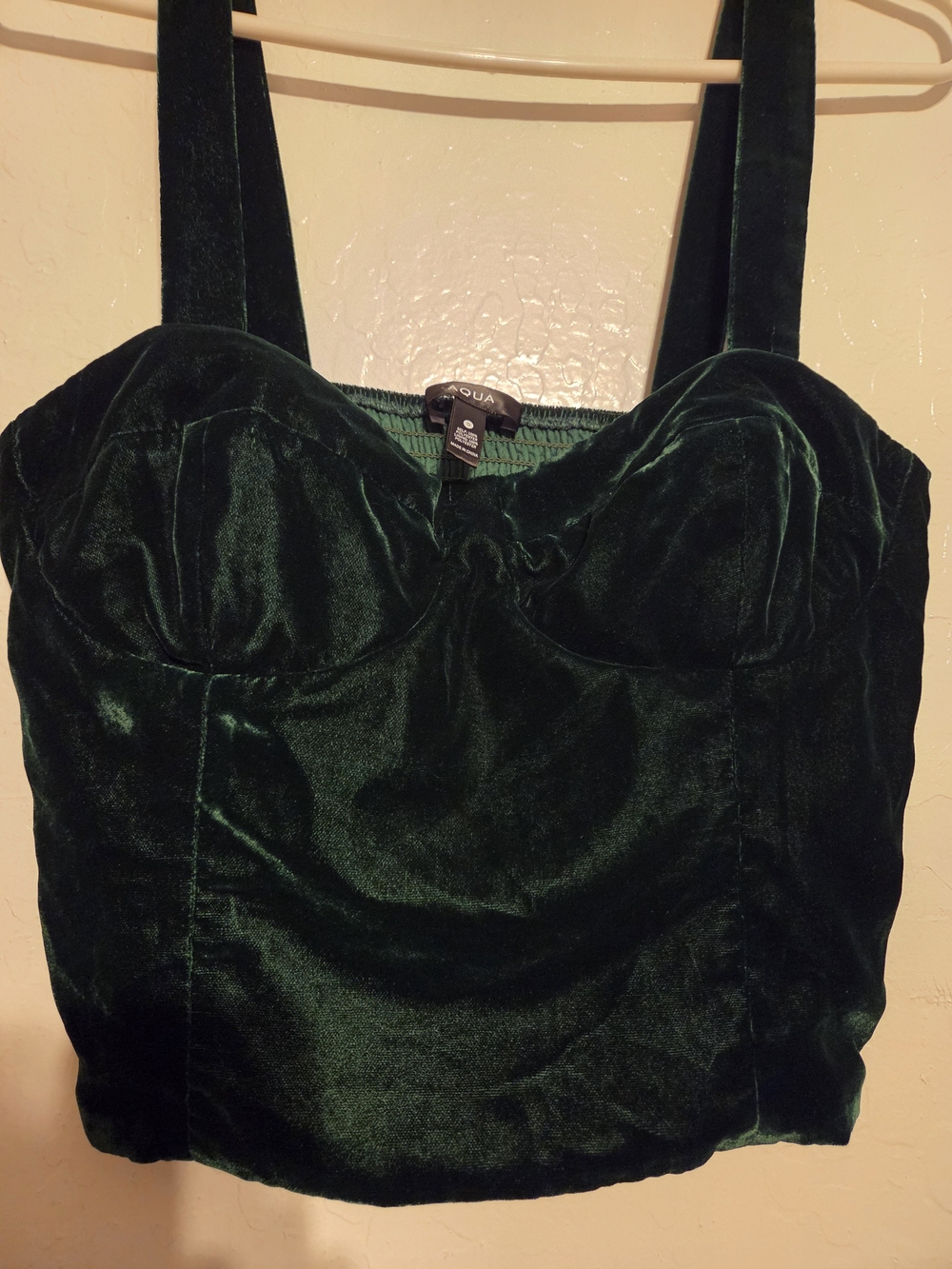 Aqua Brand Dark Green Velvet Bustier Top Small